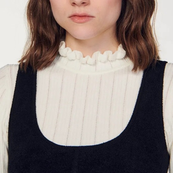 SANDRO Two-Tone Knit Pinafore Dress - Picture 5 of 15